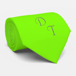 Chartreuse green - monogrammed neck tie