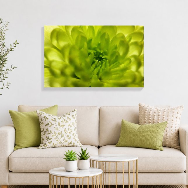 Chartreuse Green Mum Wrapped Canvas Print (Chartreuse Green Mum Wrapped Canvas Print)