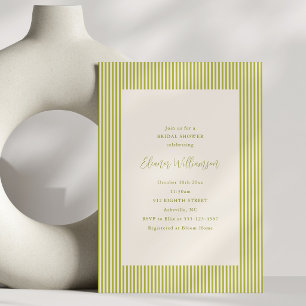 Chartreuse Green Stripe Elegant Bridal Shower Invitation
