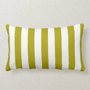 Chartreuse Green Stripes Lumbar Pillow