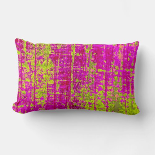 Chartreuse Kiss Pink and Green Abstract Lumbar Pillow