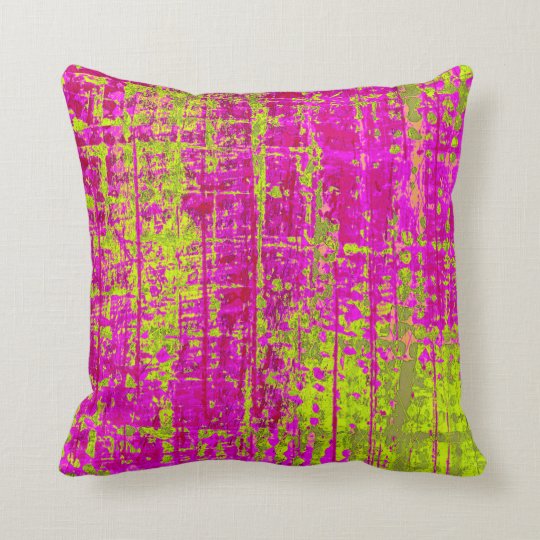 Chartreuse Kiss Pink And Green Abstract Throw Pillow Zazzle Com