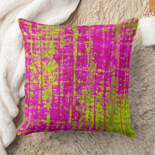 Chartreuse Kiss Pink and Green Abstract Throw Pillow