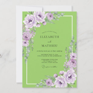 Chartreuse Lavender Ranunculus Eucalyptus Wedding Invitation