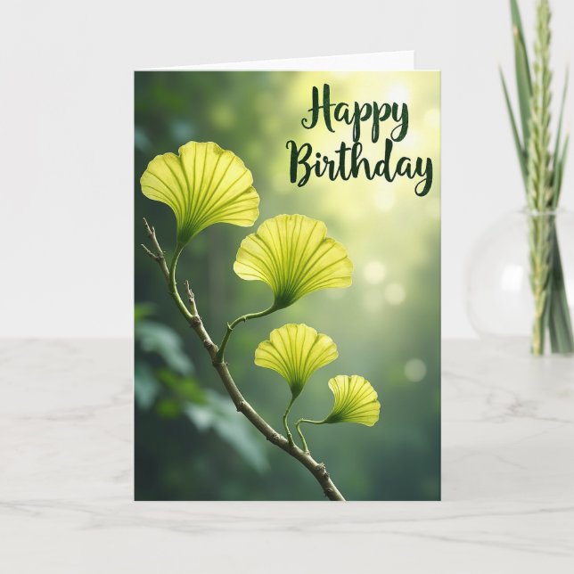 Chartreuse Leaf Birthday Card (Front)
