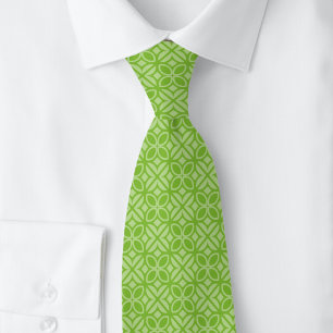 Chartreuse Leaves & Lines Neck Tie