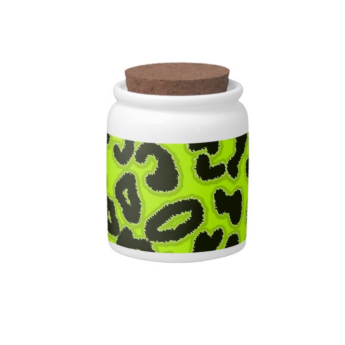 Chartreuse Leopard Animal Print Candy Dishes