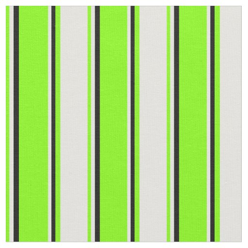 Chartreuse, Light Cyan & Black Stripes Fabric