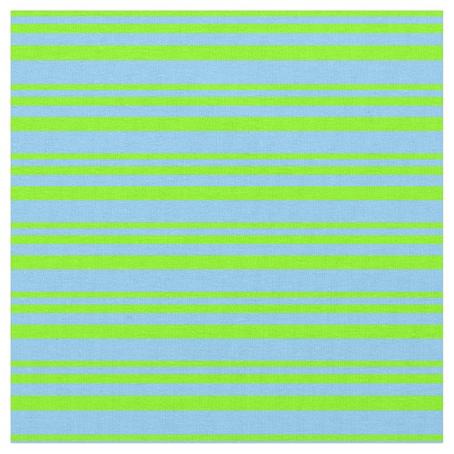 Chartreuse & Light Sky Blue Colored Lines Fabric (Close Up)