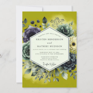Chartreuse Lush Botanical Wedding Invitation