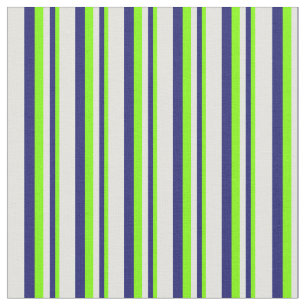 Chartreuse, Midnight Blue & Light Cyan Stripes Fabric