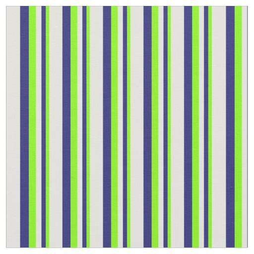 Chartreuse, Midnight Blue & Light Cyan Stripes Fabric