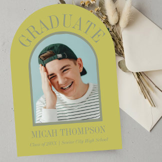 Chartreuse Modern Arch Grad Photo Announcement 