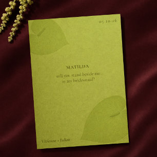 Chartreuse Modern Bespoke Bridesmaid Proposal Card