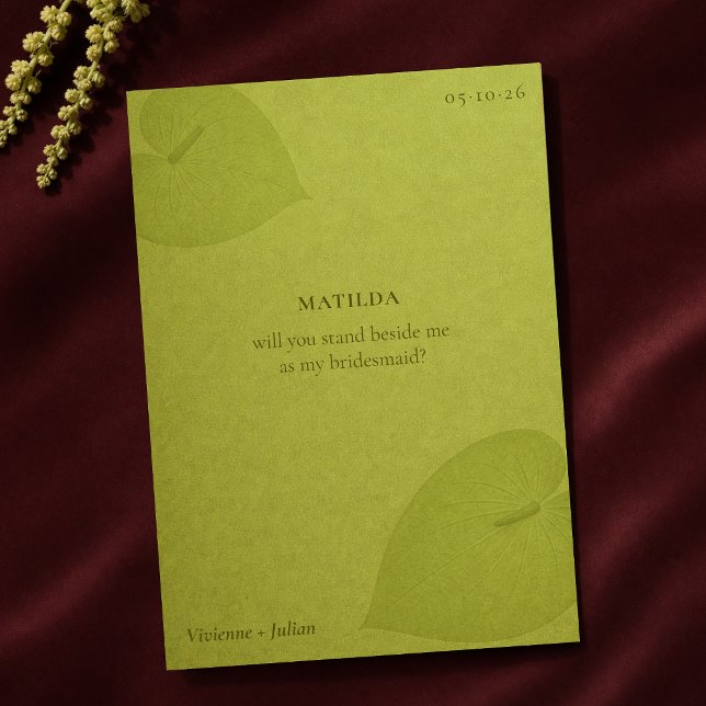 Chartreuse Modern Bespoke Bridesmaid Proposal  Card (Creator Uploaded)