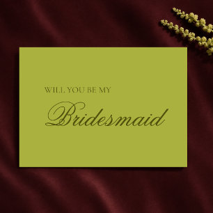 Chartreuse Modern Typography Bridesmaid Proposal  Card