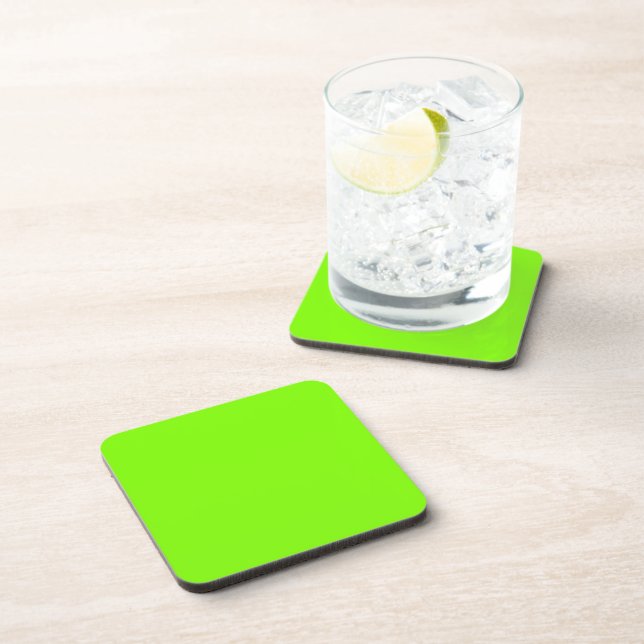 Chartreuse/Neon Green 7FFF00 Color & Image Option Beverage Coaster (Right Side)