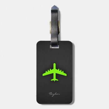 Chartreuse  Neon Green Airplane Luggage Tag by ColorStock at Zazzle
