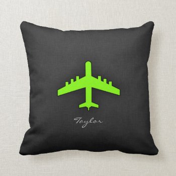 Chartreuse  Neon Green Airplane Throw Pillow by ColorStock at Zazzle