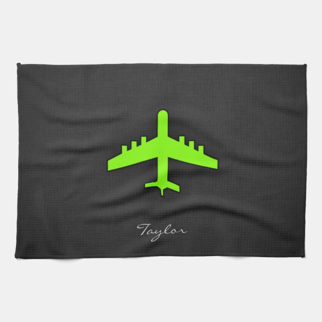 Chartreuse, Neon Green Airplane Towel (Horizontal)