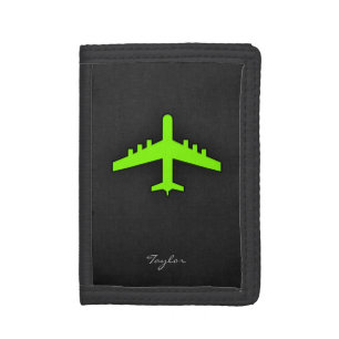 Chartreuse, Neon Green Airplane Tri-fold Wallet