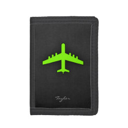 Chartreuse, Neon Green Airplane Trifold Wallet