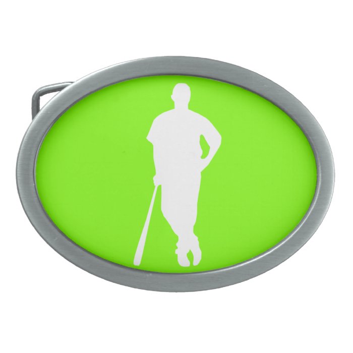 Chartreuse, Neon Green Baseball Oval Belt Buckle