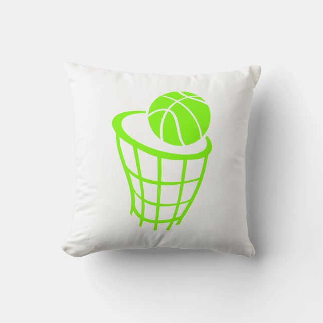 Chartreuse, Neon Green Basketball Throw Pillow (Front)