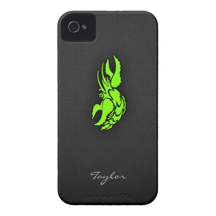 Chartreuse, Neon Green Cancer Zodiac Symbol Case Mate iPhone 4 Case