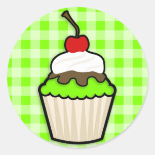 Chartreuse, Neon Green Cupcake Classic Round Sticker