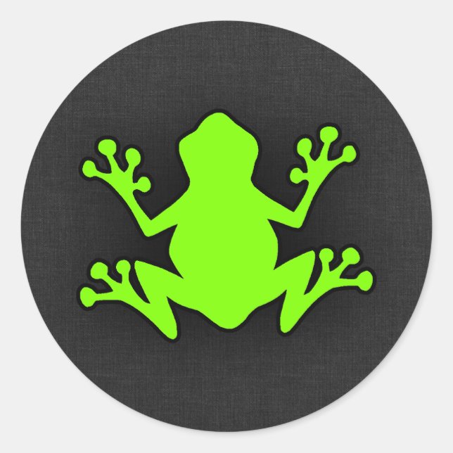 Chartreuse, Neon Green Frog Classic Round Sticker (Front)