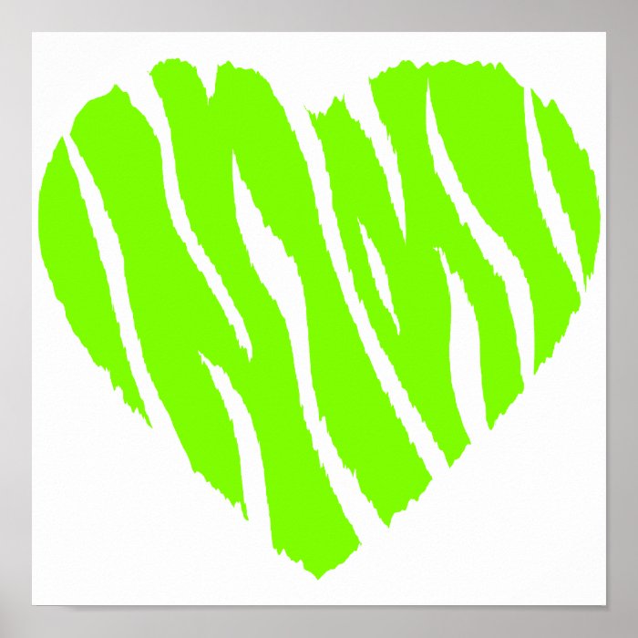 Chartreuse, Neon Green Heart Print