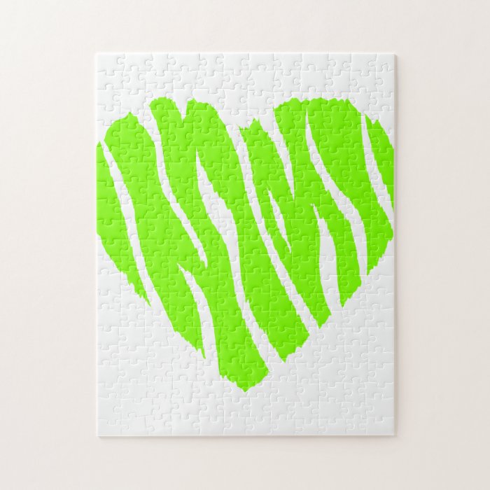 Chartreuse, Neon Green Heart Puzzle