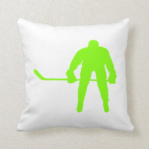 Chartreuse, Neon Green Hockey Throw Pillow