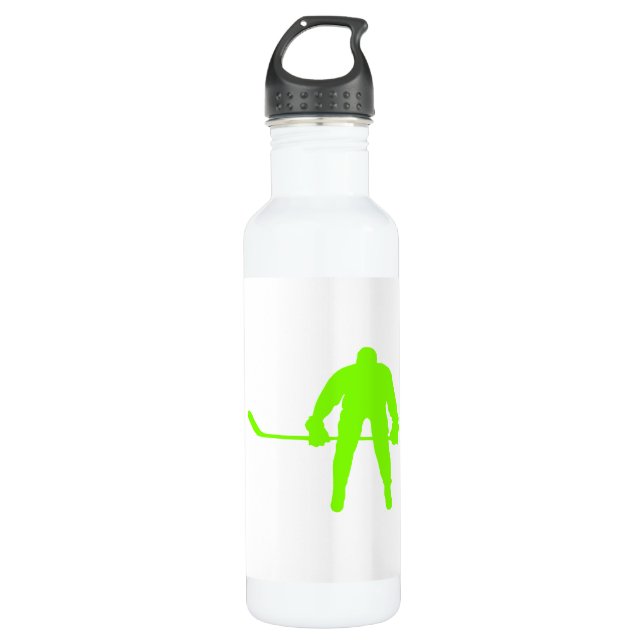 Chartreuse, Neon Green Hockey Water Bottle (Front)