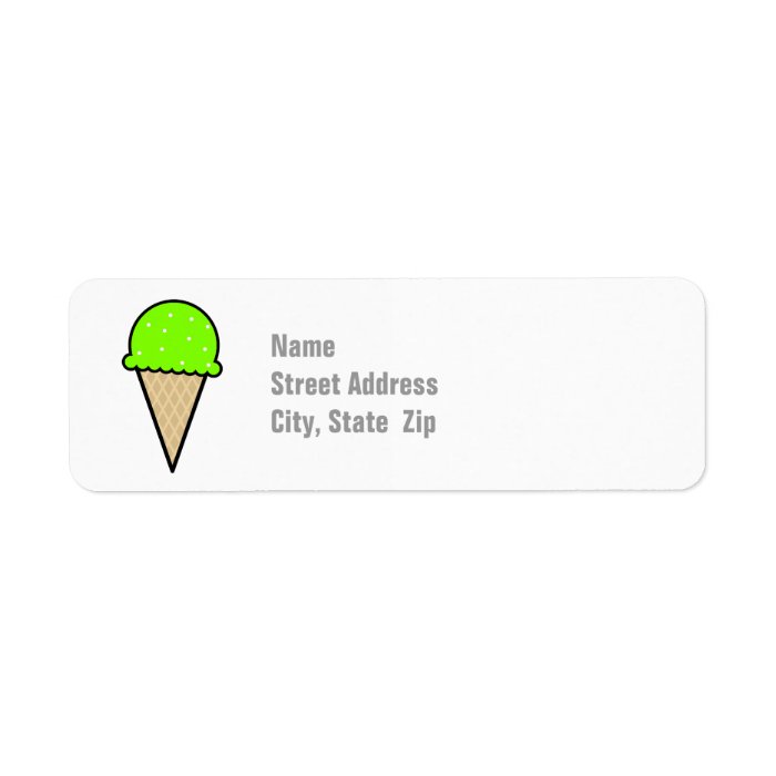 Chartreuse, Neon Green Ice Cream Cone Custom Return Address Labels