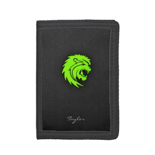 Chartreuse, Neon Green Leo Lion Trifold Wallet