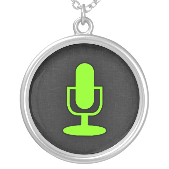 Chartreuse, Neon Green Microphone Personalized Necklace