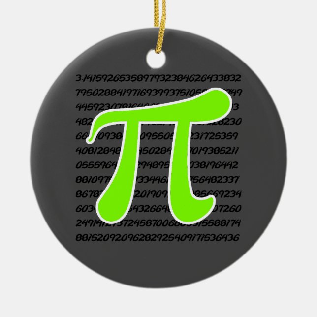 Chartreuse, Neon Green Pi symbol Ceramic Ornament (Front)