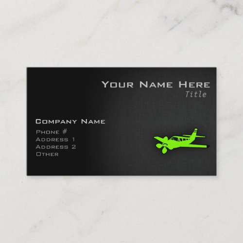 Chartreuse Neon Green Plane Business Card