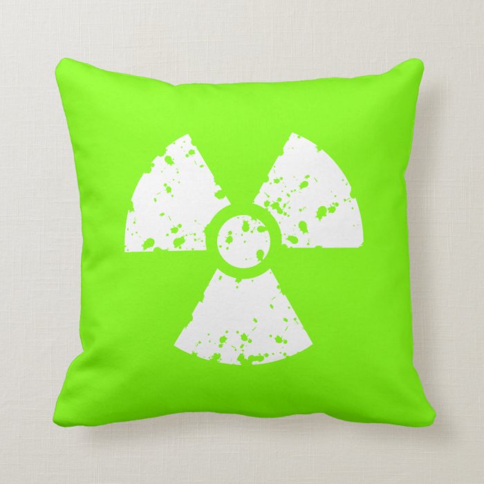 Chartreuse, Neon Green Radioactive Symbol Pillows