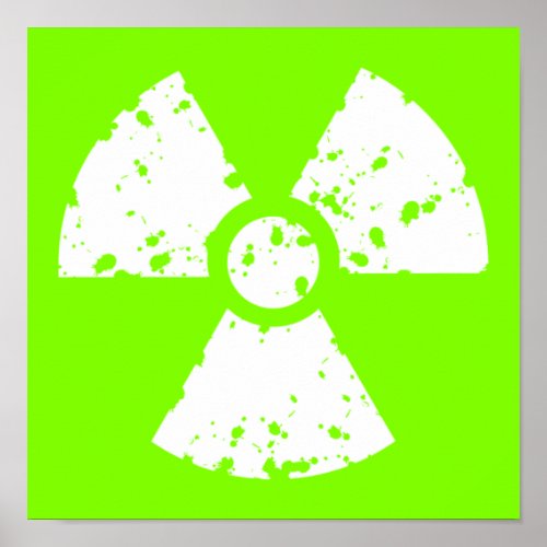 Chartreuse Neon Green Radioactive Symbol Poster