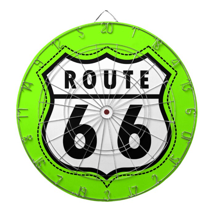 Chartreuse, Neon Green Route 66 road sign Dartboard