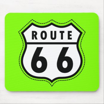 Chartreuse  Neon Green Route 66 Road Sign Mouse Pad by ColorStock at Zazzle