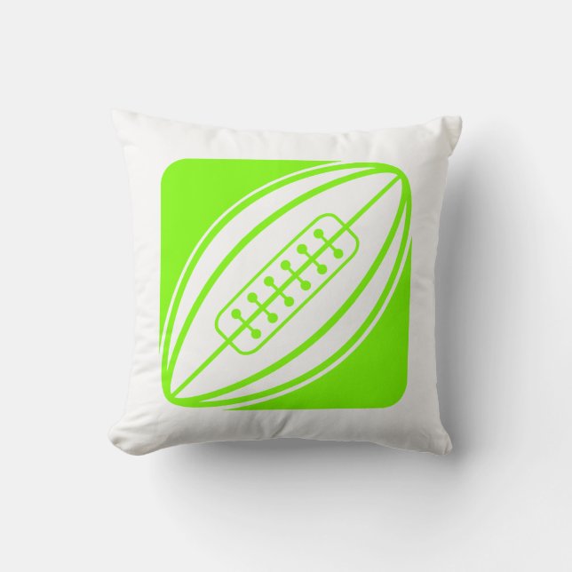 Chartreuse, Neon Green Rugby Throw Pillow (Front)