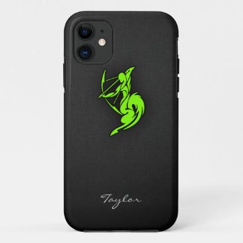 Chartreuse  Neon Green Sagittarius Iphone 11 Case by ColorStock at Zazzle