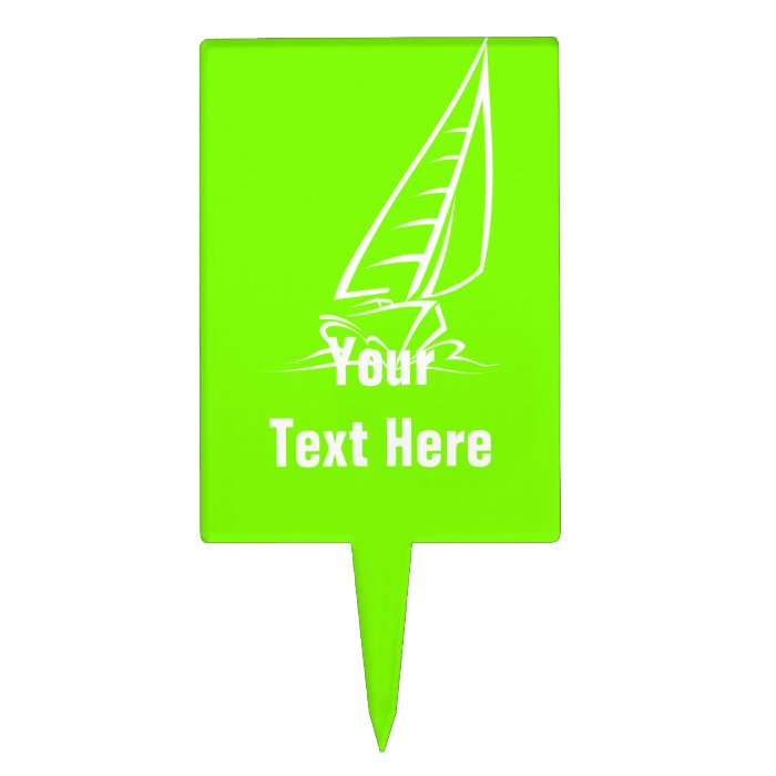 Chartreuse, Neon Green Sailing Cake Toppers