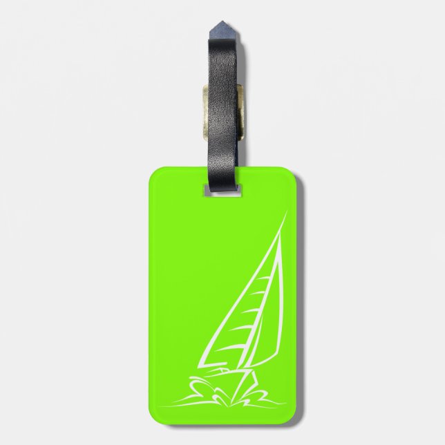 Chartreuse, Neon Green Sailing Luggage Tag (Back Vertical)