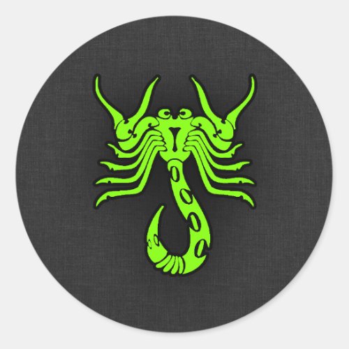 Chartreuse Neon Green Scorpion Classic Round Sticker