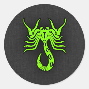 Chartreuse, Neon Green Scorpion Classic Round Sticker
